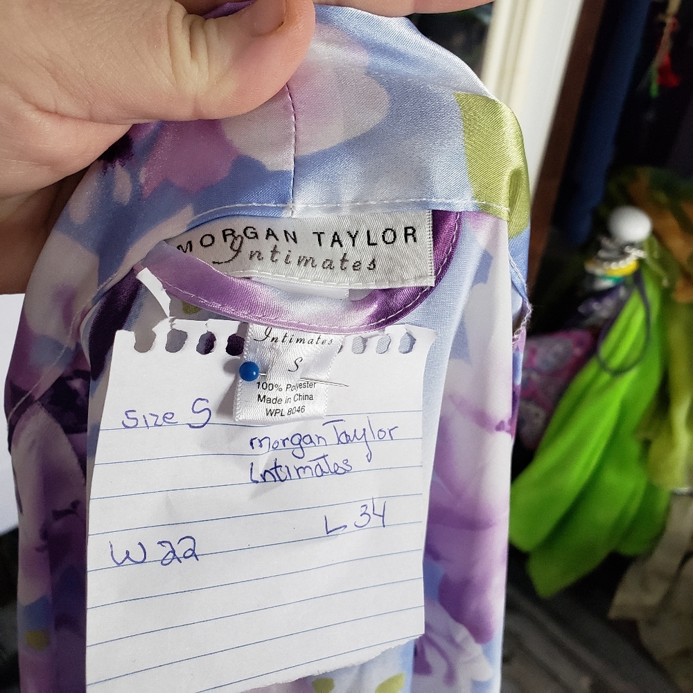 Vintage 90's purple floral silk bathrobe gown - Picture 6 of 6